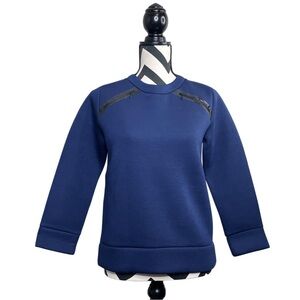Kate Spade Saturday Neoprene Scuba Navy Blue Sz XS Double Zip Crewneck Sweater